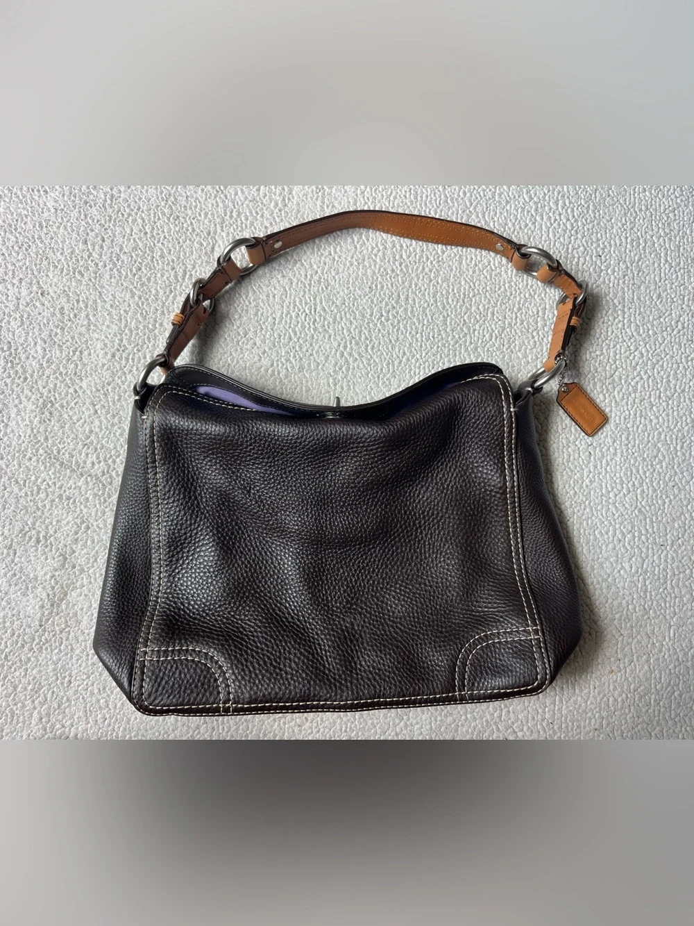 COACH CHELSEA HOBO SHOULDER BAG BROWN PEBBLED LEATHER